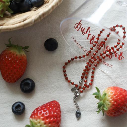 와일드베리 바스켓 3mm자마노 레드원석 목걸이