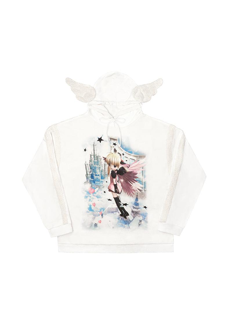 'HEAVEN ANGEL' PRINTED HOODIE - S