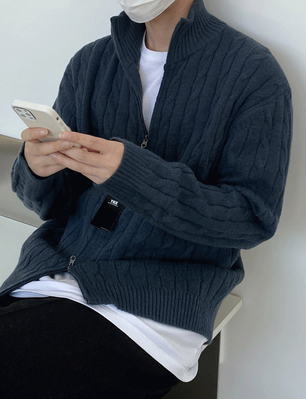 엘로이 케이블 투웨이 니트집업