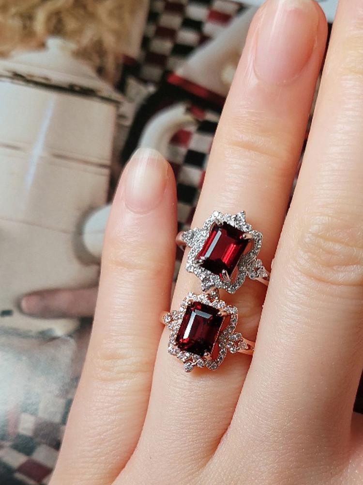 천연 가넷반지 원석반지 스퀘어 [8x6]바치오