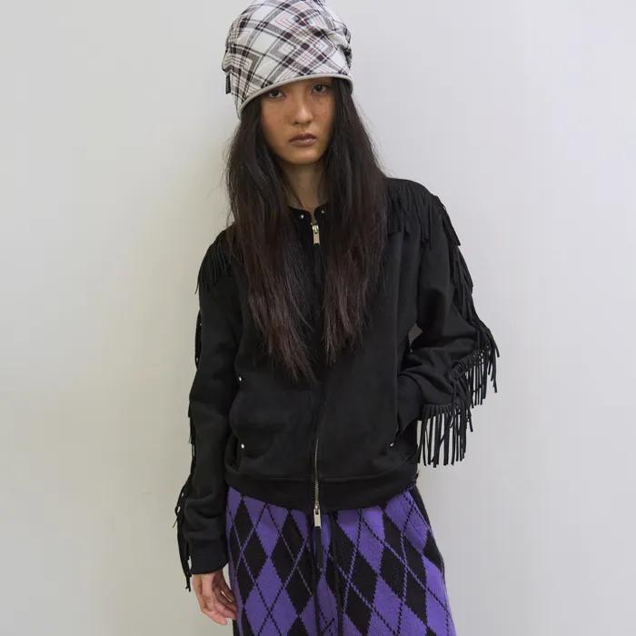 KACEY SUEDE ZIP-UP_BLACK