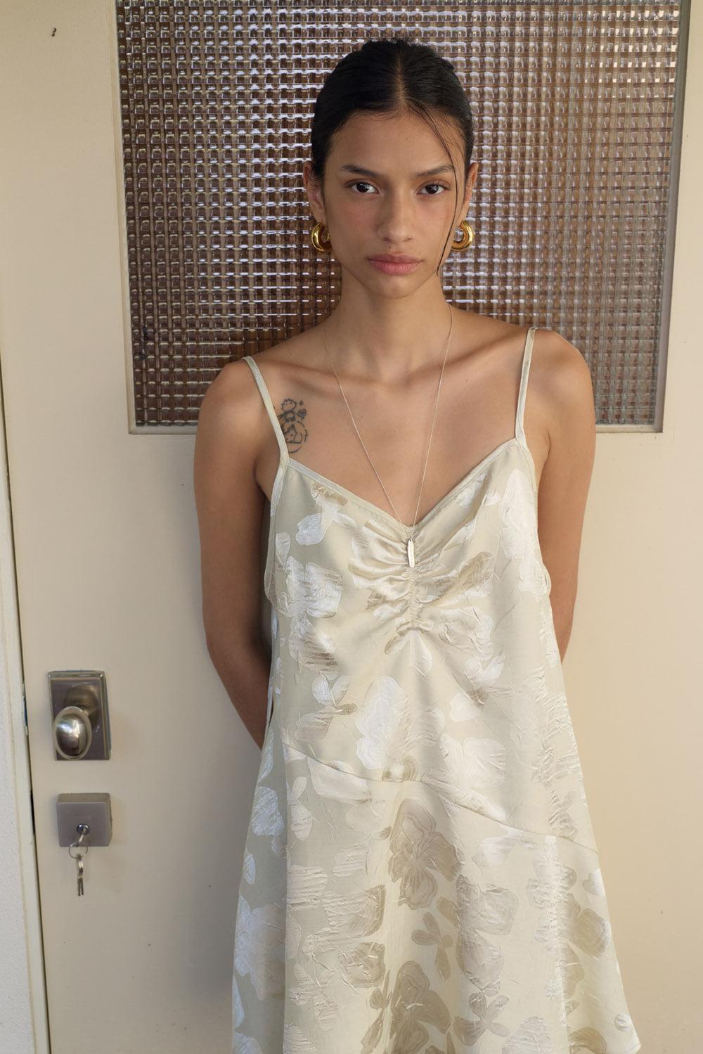 Gaura Jacquard Slip Mini Dress / Vintage beige