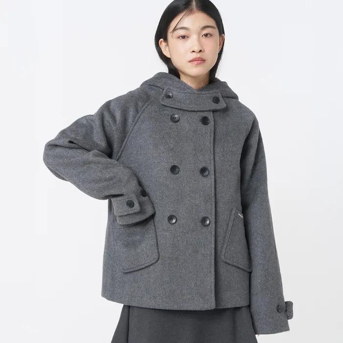 Hoodie double button coat CHARCOAL