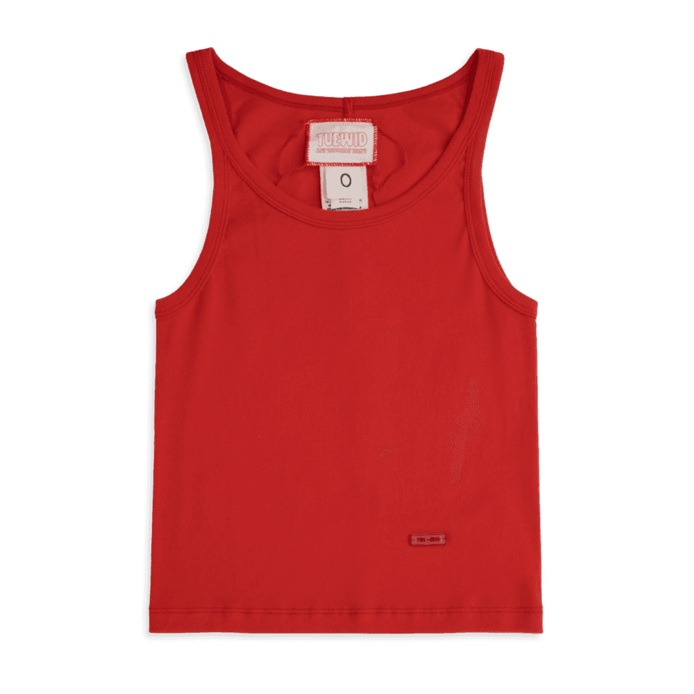 Ribbed sleeveless tank top in tomato