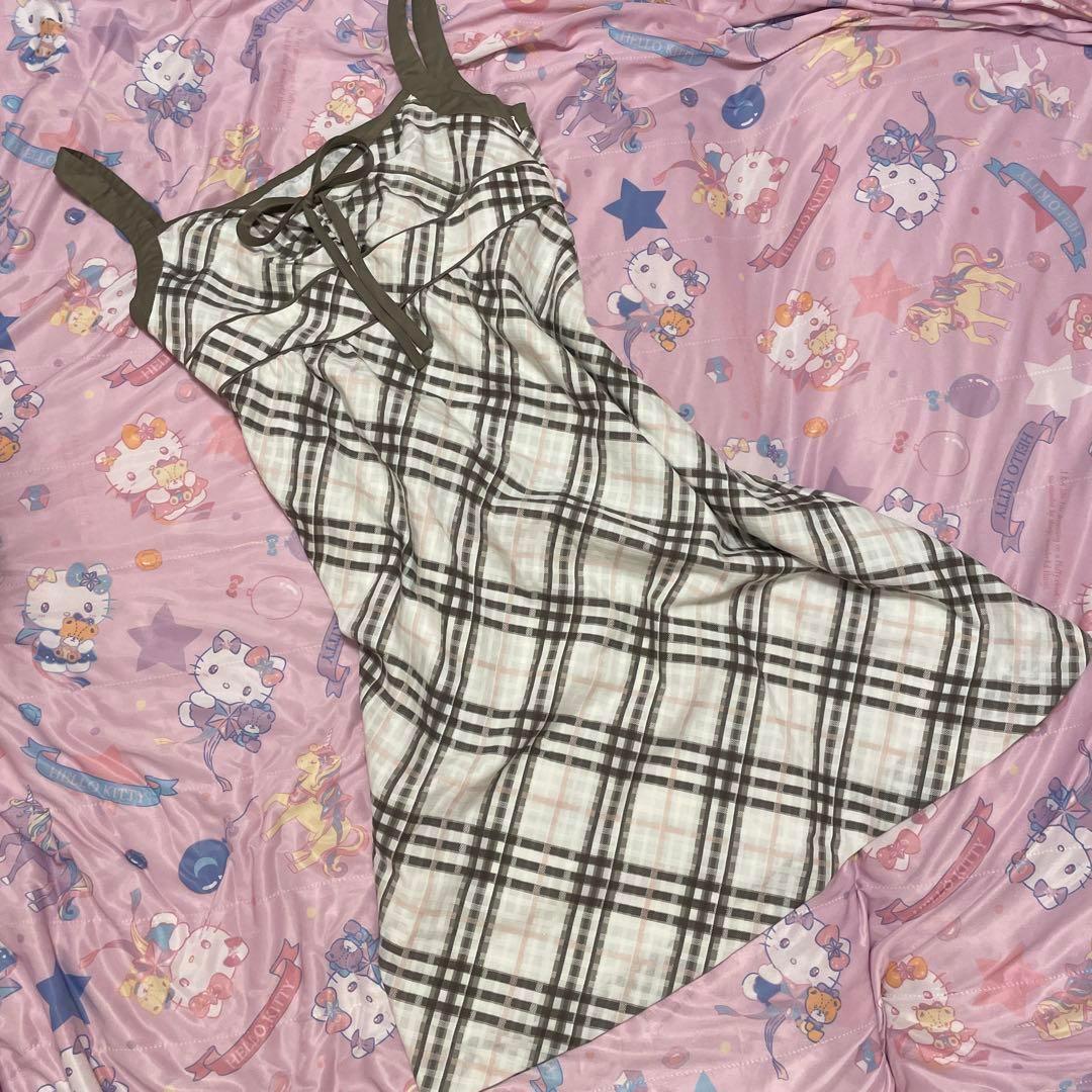 Y2K チェックキャミワンピース　キャミソール  ワンピース　平成ギャル