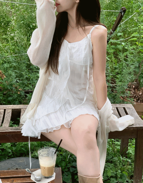 [달리아원피스] 3color 나시원피스 끈길이 조절 가능 여름원피스 비치웨어 러플디자인