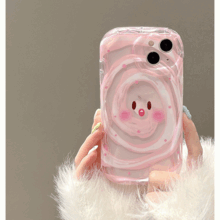 핑크 블러셔 이모티콘 투명 젤리 케이스 ( 갤럭시 S23 S22 S21 플러스 울트라 )