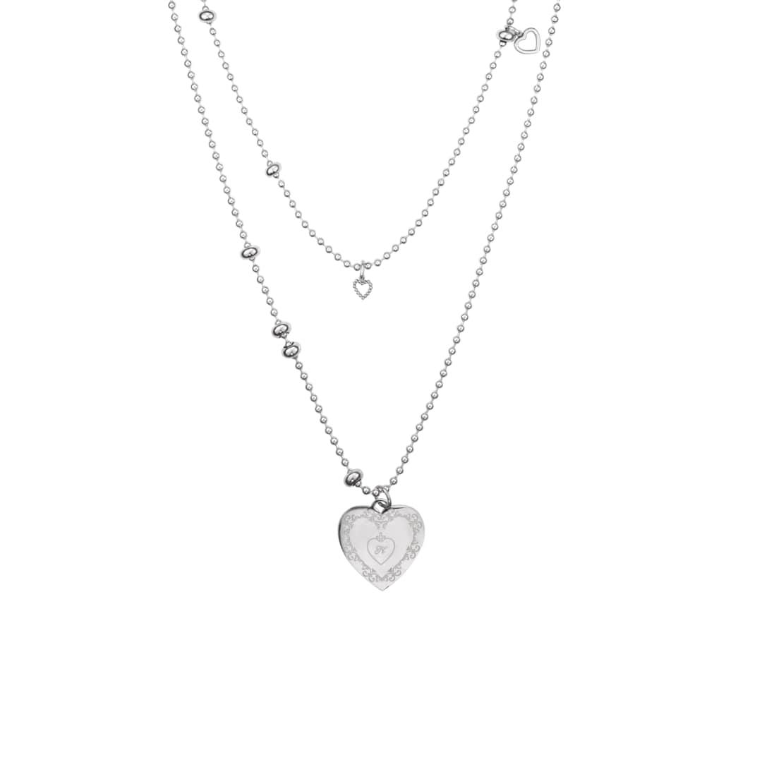 heart spill layer necklace-silver