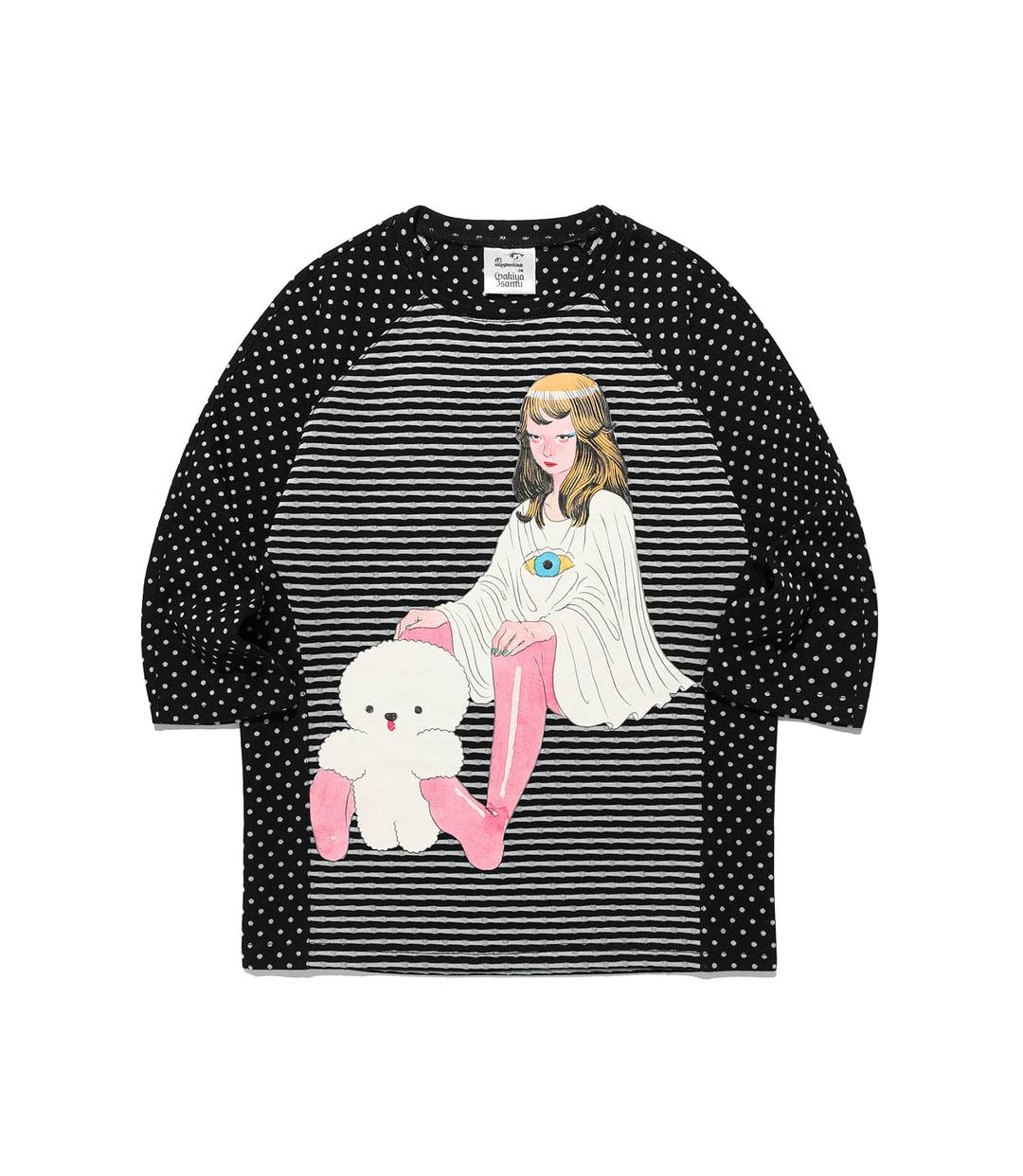 GAKIYA ISAMU STRIPE 3/4 SLEEVE TEE[BLACK]