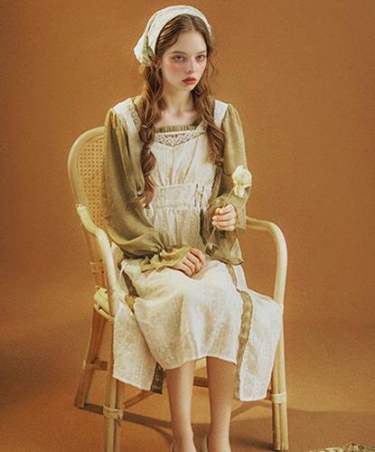 [대여] 녹색 허리 스트랩 복고 프릴 원피스 ♡ 경성의상 개화기의상 교복 학생복