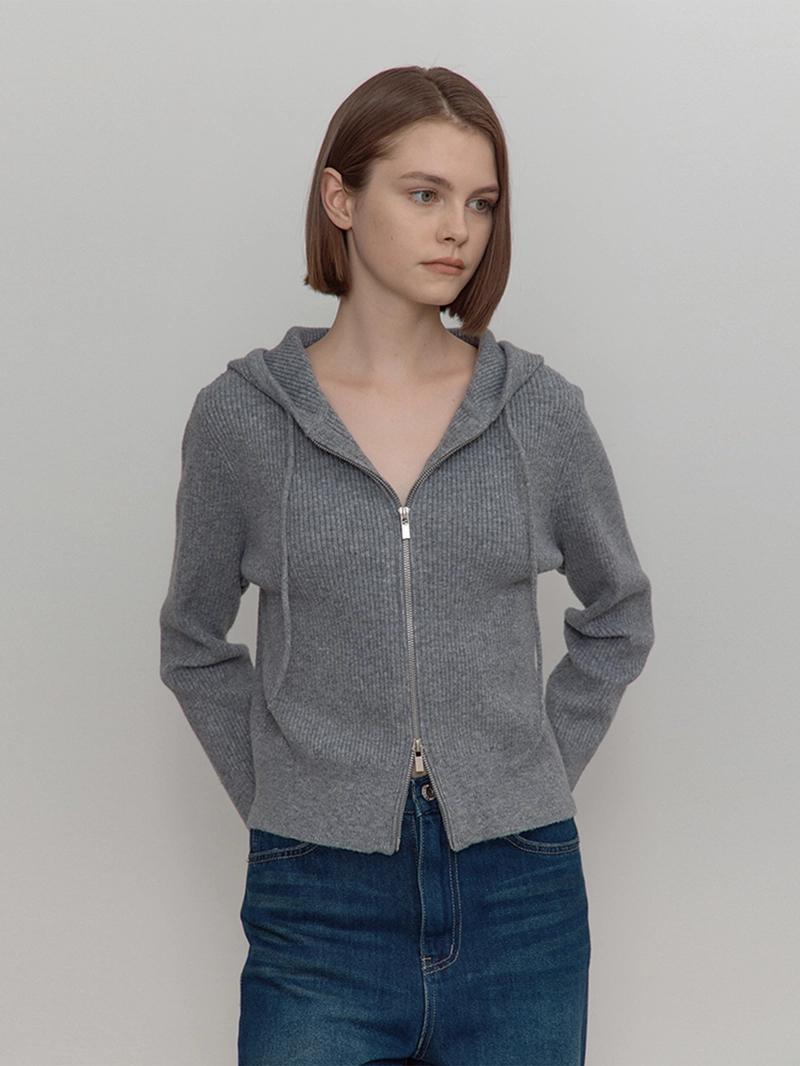THE MARGOT - [12/22 예약배송]울 니트 후드집업_gray