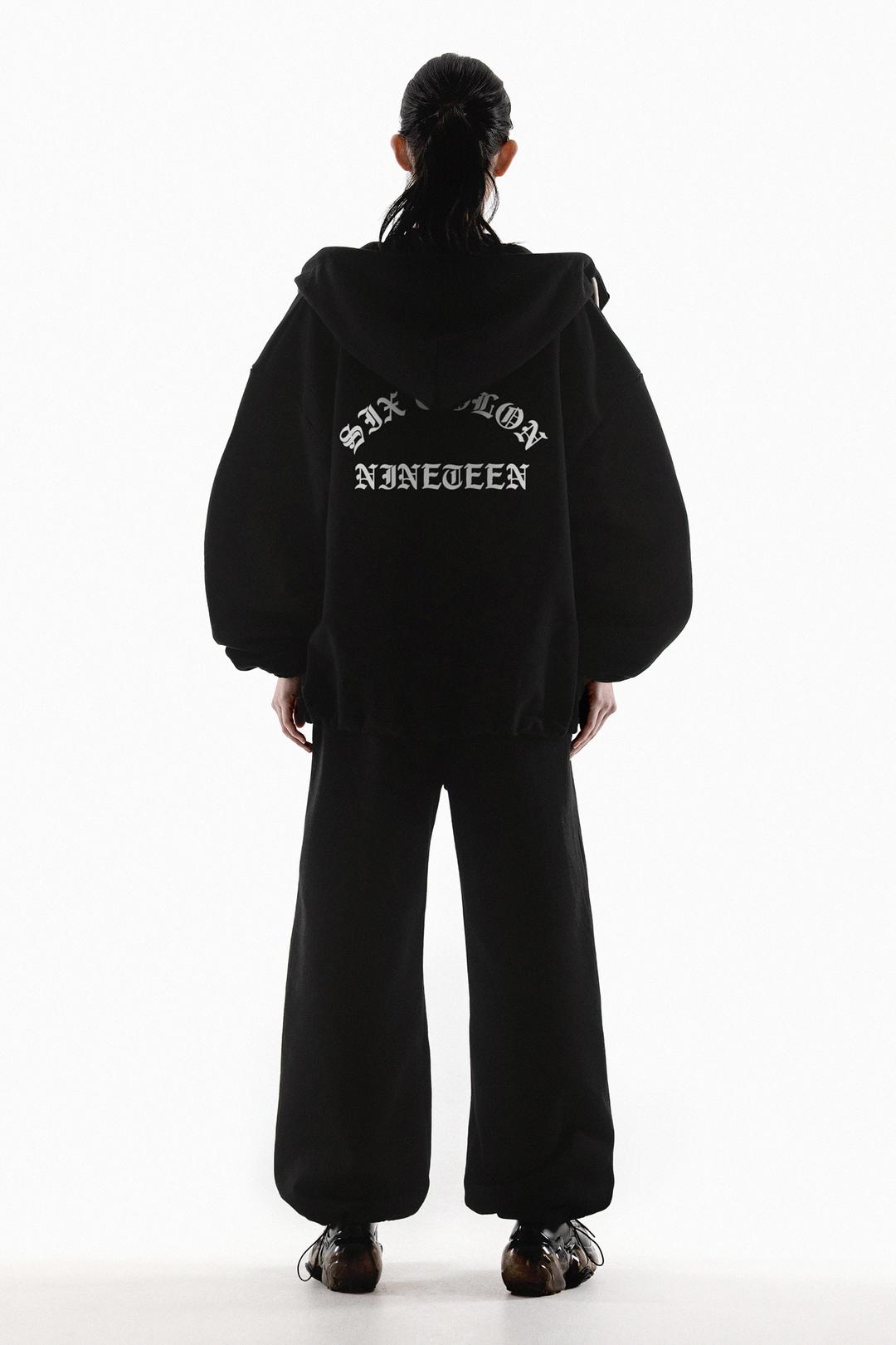 ARCH SCN STRING MID LENGTH HOODED ZIP UP - BLACK