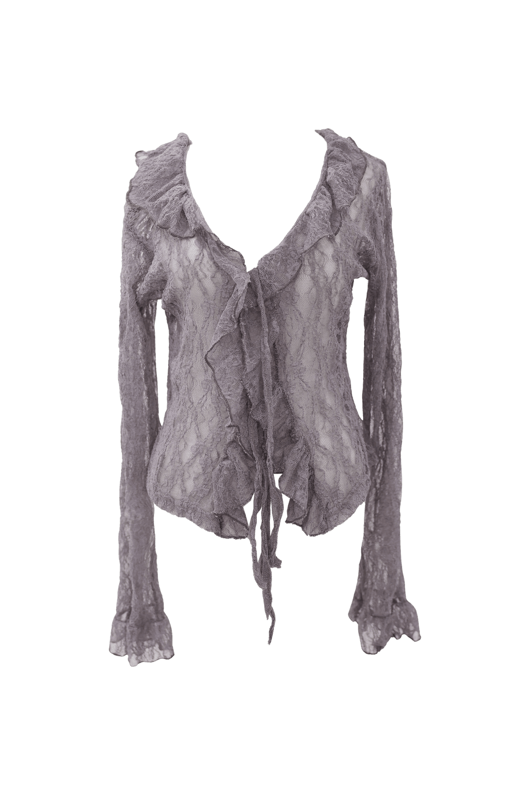 [Pink orchid house] Frill lace cardigan (3color) (Purple)