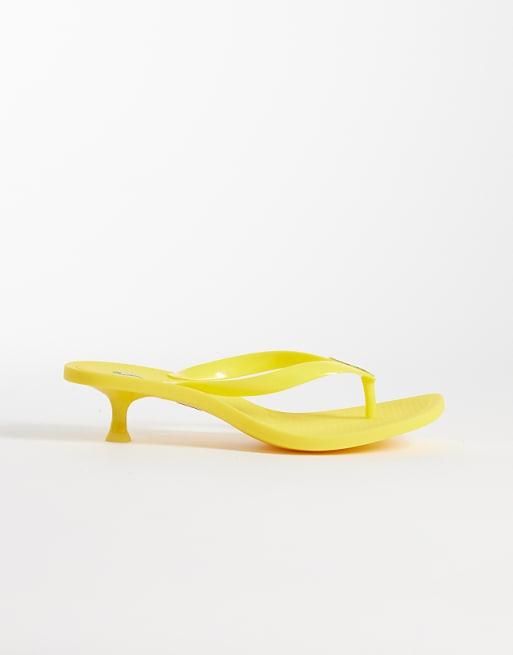 Polo Ralph Lauren polo play kitten heel thong sandal in yellow