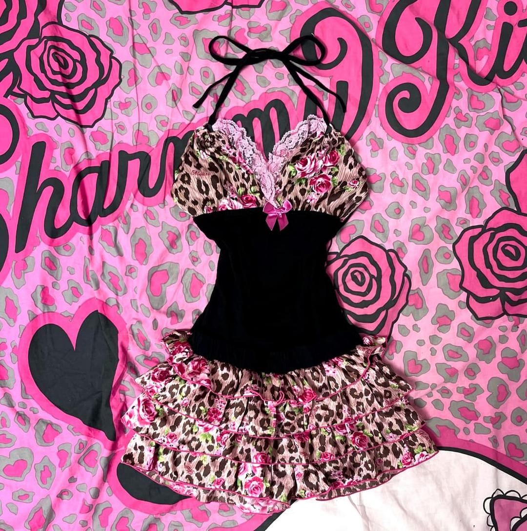 MA*RS마즈 로즈 레오파드 홀터 탑 히메갸루 핀터대장 일본빈티지 00s | 후루츠패밀리