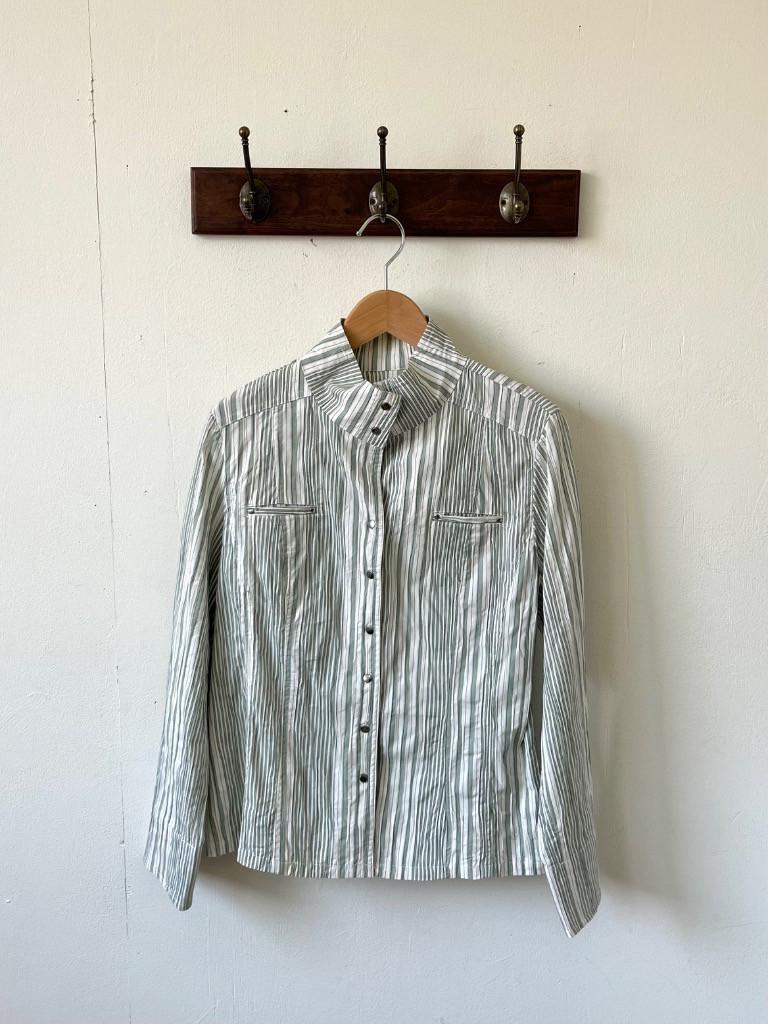 Lady’s Mode mint stripe shirt jacket