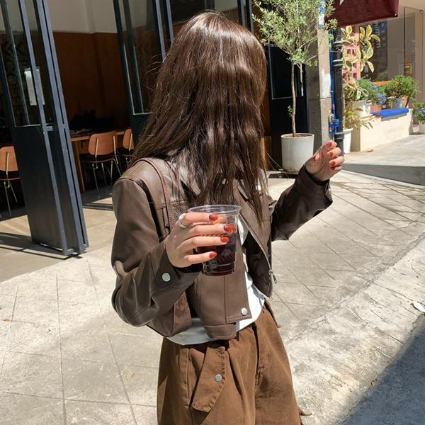 뉴카 크롭 레더 자켓
