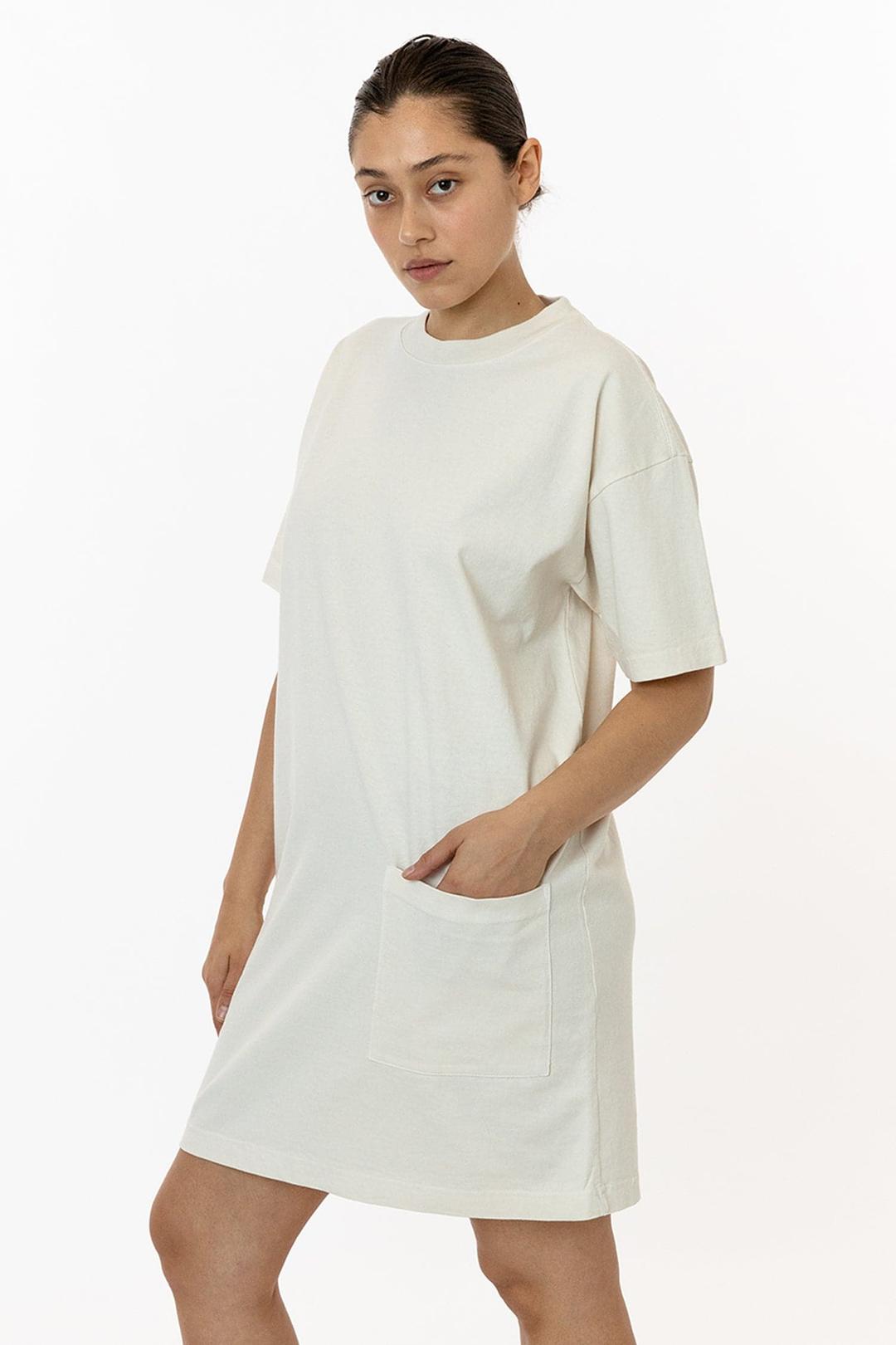 1431GD - Garment Dye Oversized T-shirt Dress - Creme / XS/S