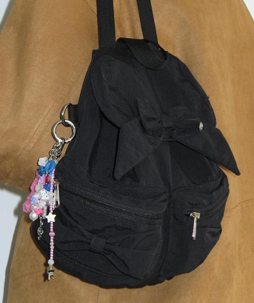 RIBBON POINTED MINI BACKPACK BLACK