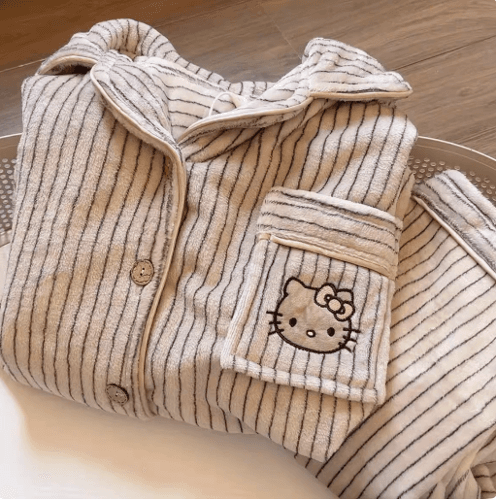 스트라이프 태닝키티 수면 잠옷 털잠옷