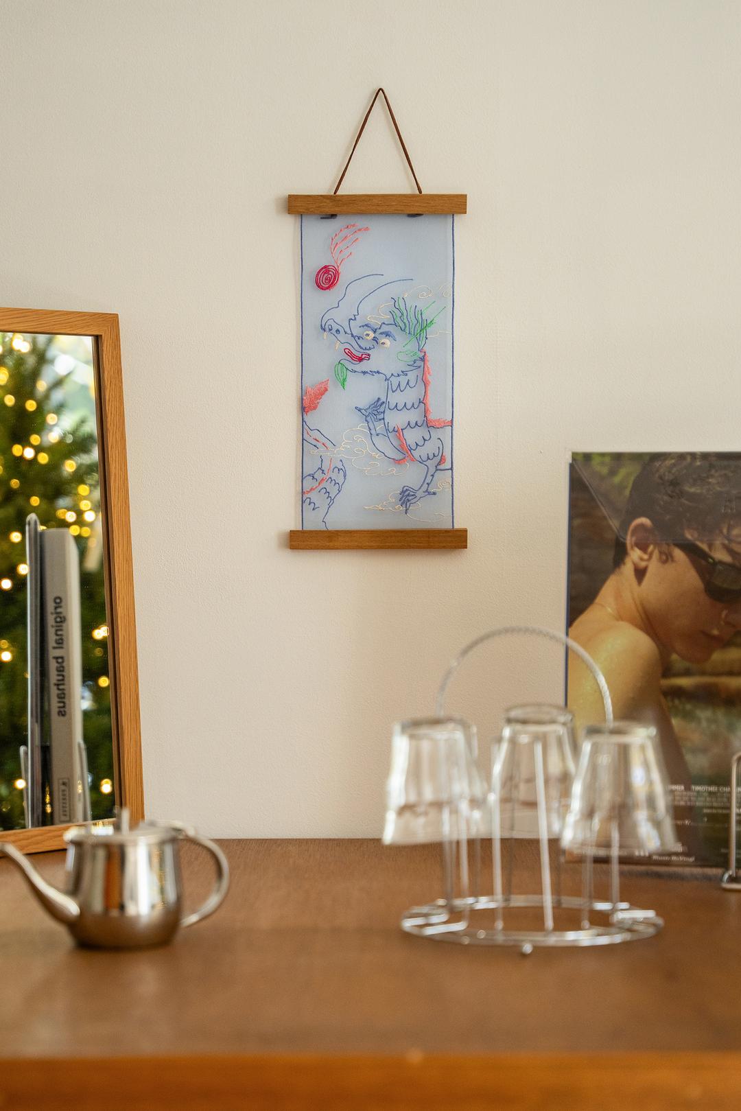 청룡도(Blue) 노방 자수 포스터