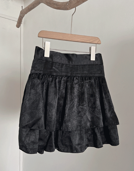 [속바지내장] 이브닝, 밴딩 실크 캉캉 미니 스커트 (3color)