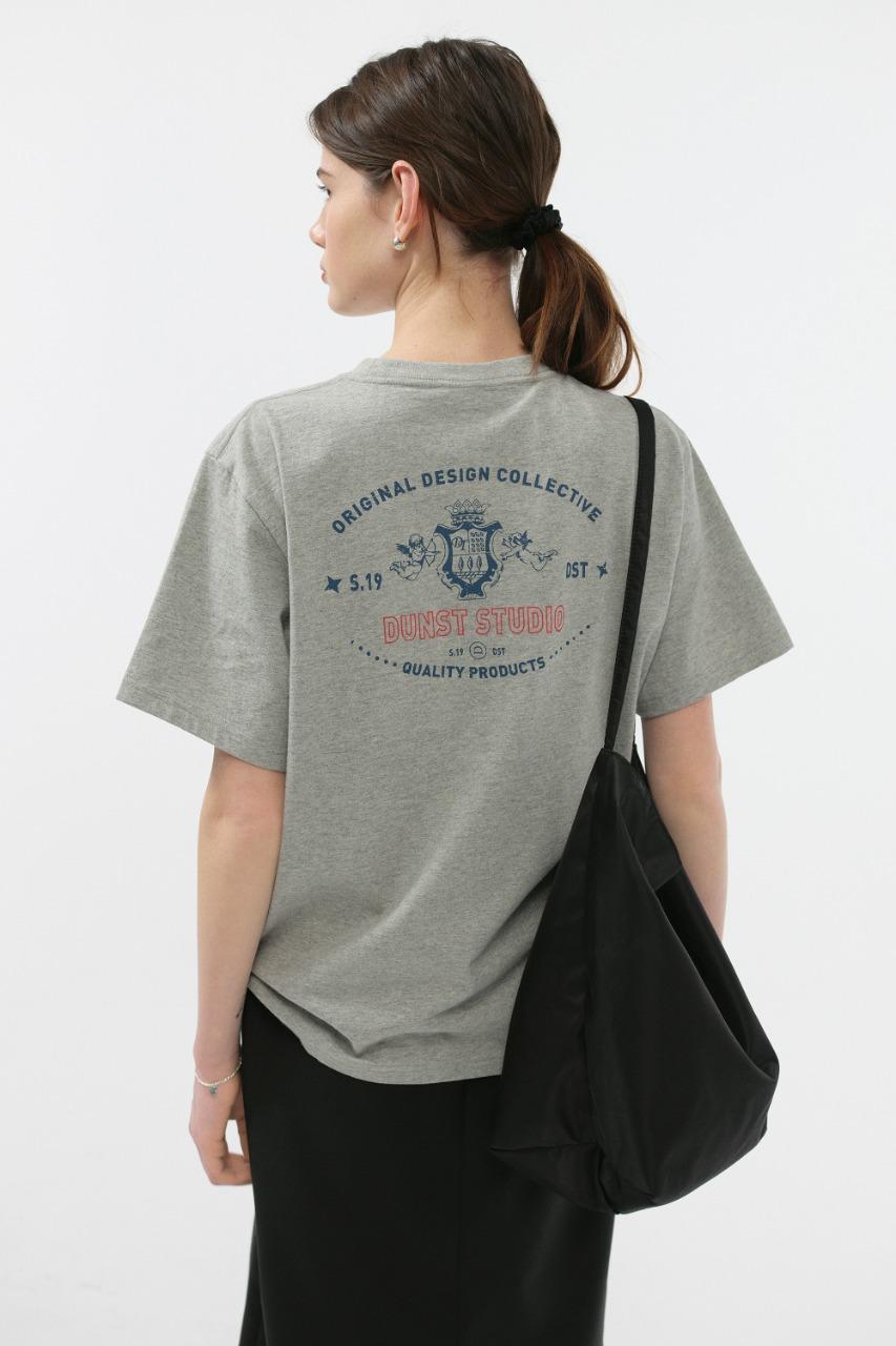 UNISEX CUPID ARCH BACK LOGO T-SHIRT MELANGE GREY