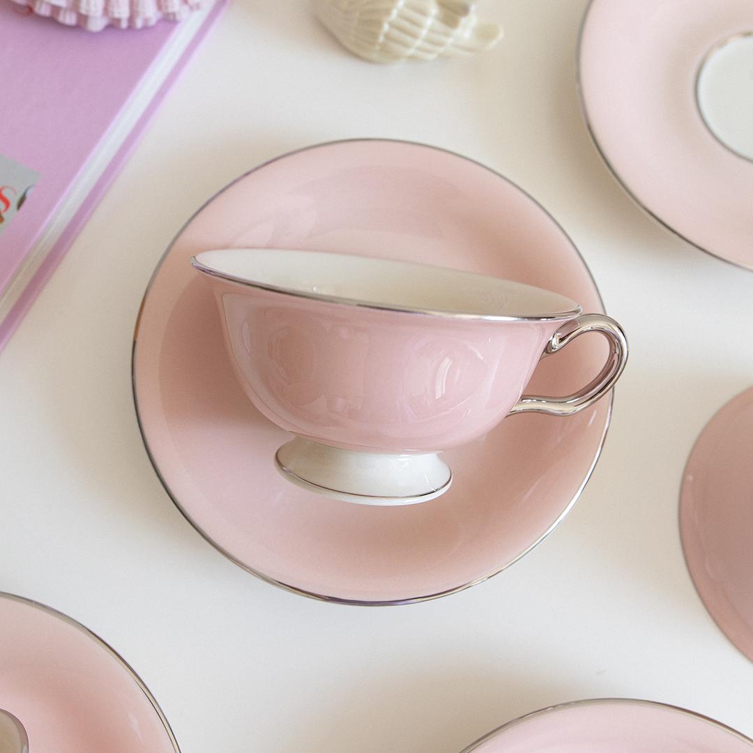 캐슬턴 핑크 빈티지 찻잔 앤틱 커피잔 미국 수입 컵앤소서