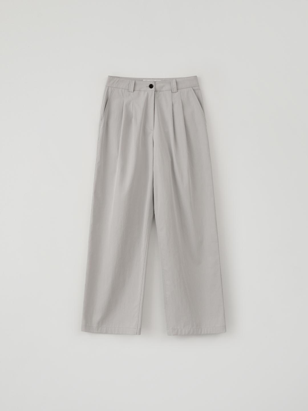 Two Tuck Wide Pants(Light Gray)
