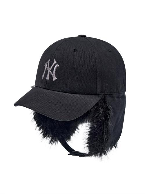 빈티지 퍼 이어플랩 캡 NY (Black)