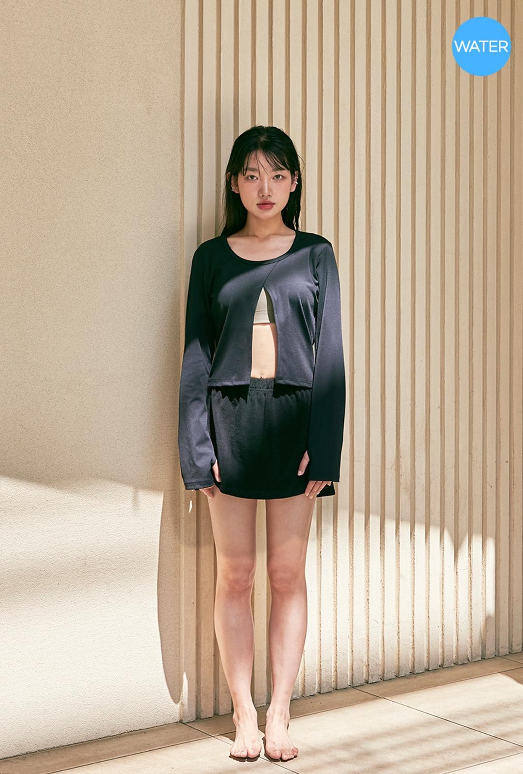 히든 워터 래쉬가드 커버업 T [ 블랙 ]