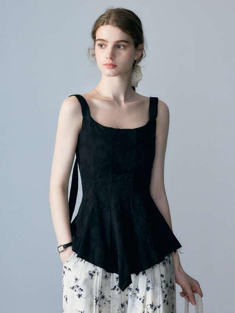 EGGKA 레트로 U 넥 다크 패턴 캐미솔