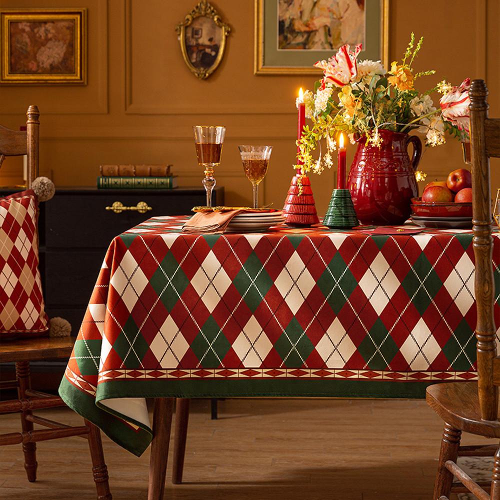 크리스마스 테이블보 2color 아가일 패턴 식탁보 7size