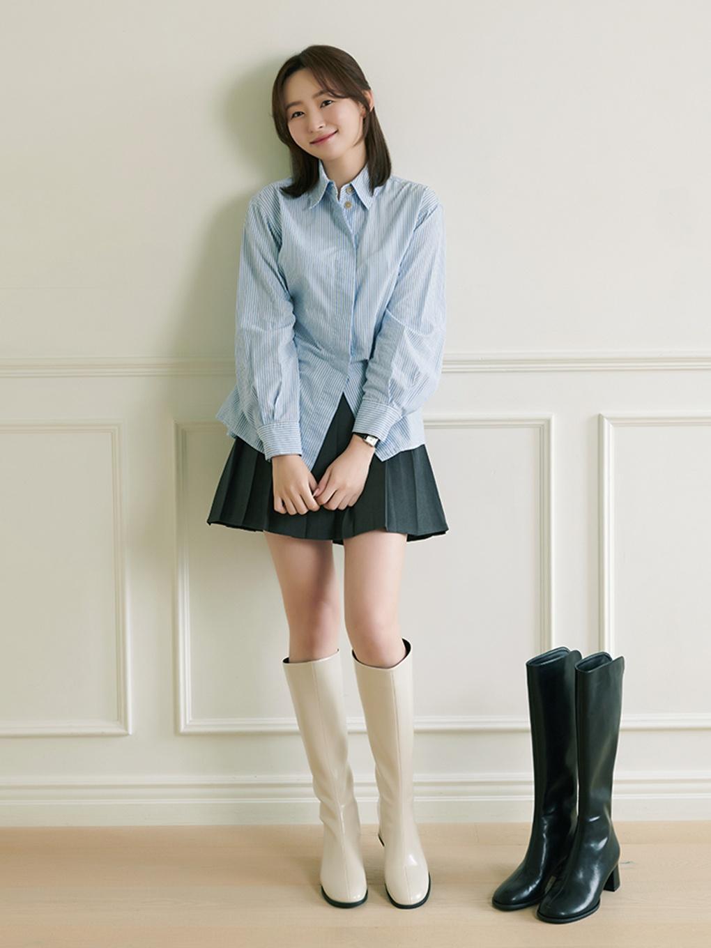[쭈언니X시그니처] 슬림핏 레더 롱부츠 4.0 (와이드) HPWXLEFT03