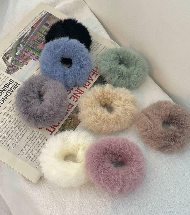 [2pcs] 도넛 밍크 퍼 곱창 머리끈