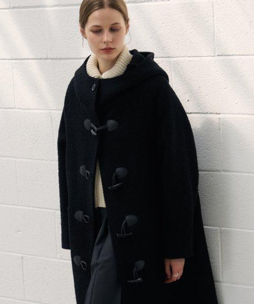 알파카 부클 더플 후드 코트 [D.NAVY]