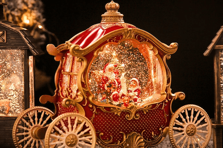 크리스마스 데코 호박 마차 오르골 스노우볼