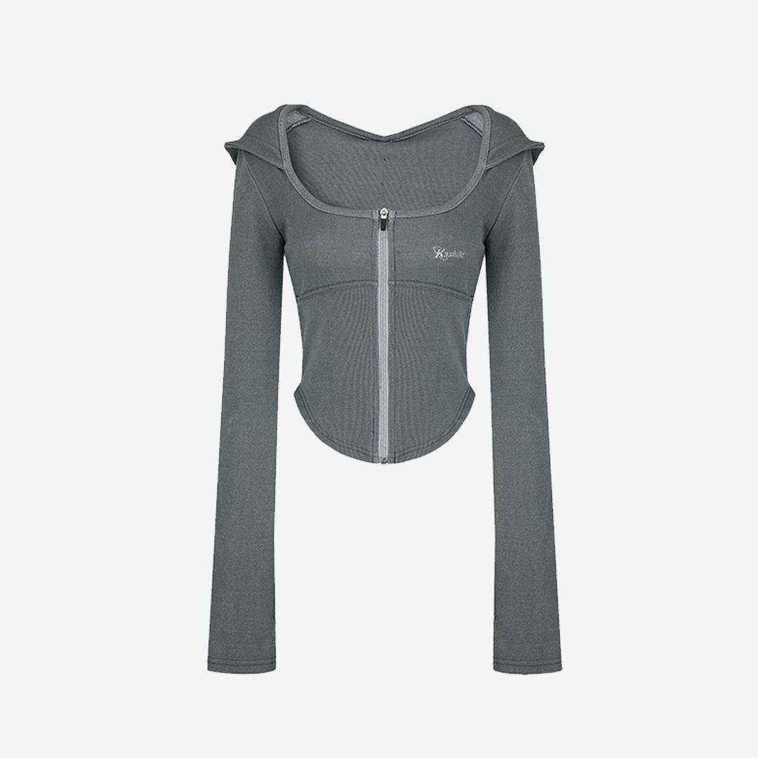 Kashiko Women Comfy Monk Hood Zip-Up
