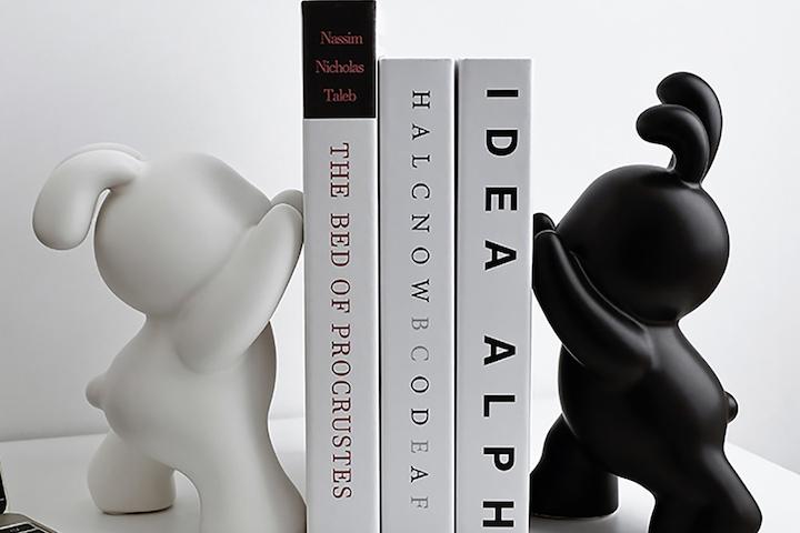 [해외] 토끼 도자기 북엔드 책정리 지지대 책장 오브제