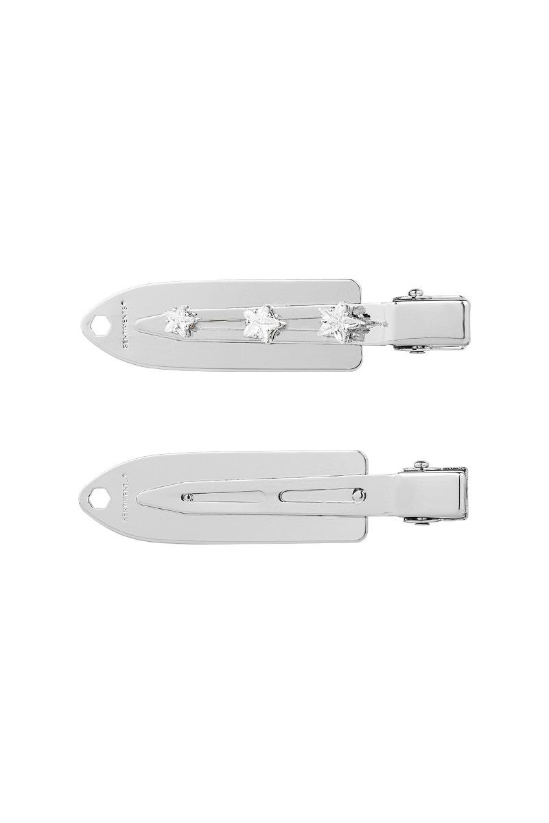 NO.543 [SILVER] SURFBOARD CRYSTAL STAR HAIR PIN 2SET