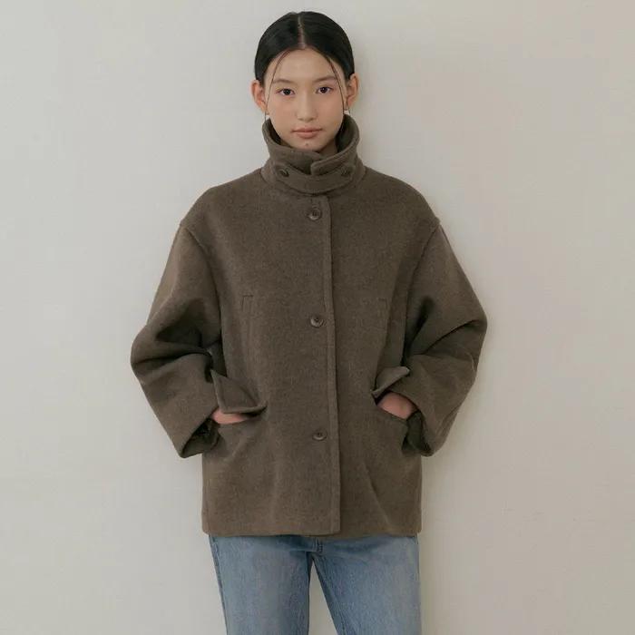 standard wool half coat-brown