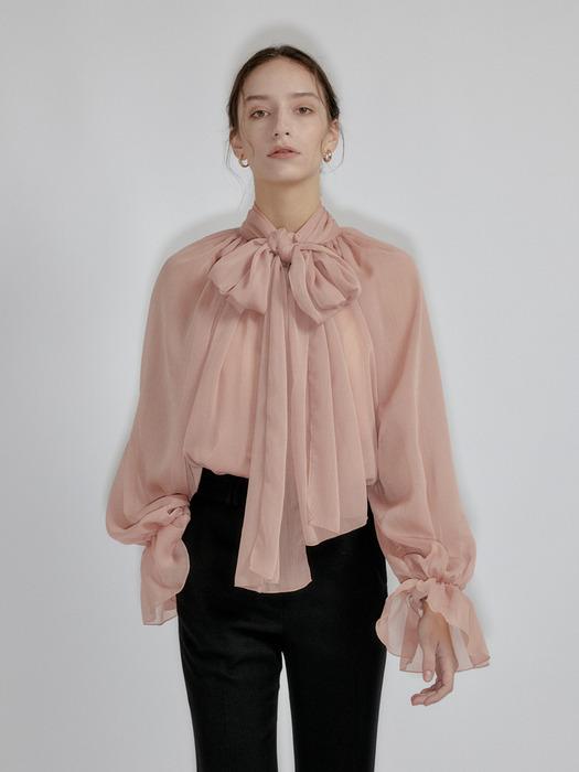 PLEATS PUSSY BOW BLUOSE (3COLOR)