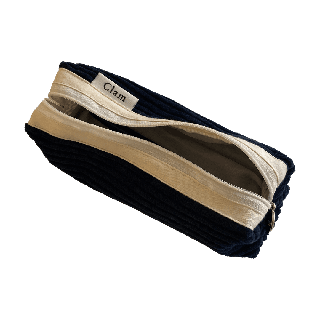 Clam round pencilcase _ Corduroy navy