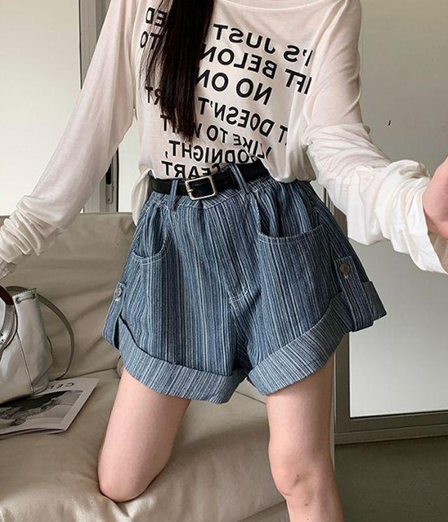 [S-XL] 키라 스트라이프 데님 숏팬츠 반바지 청반바지 청바지