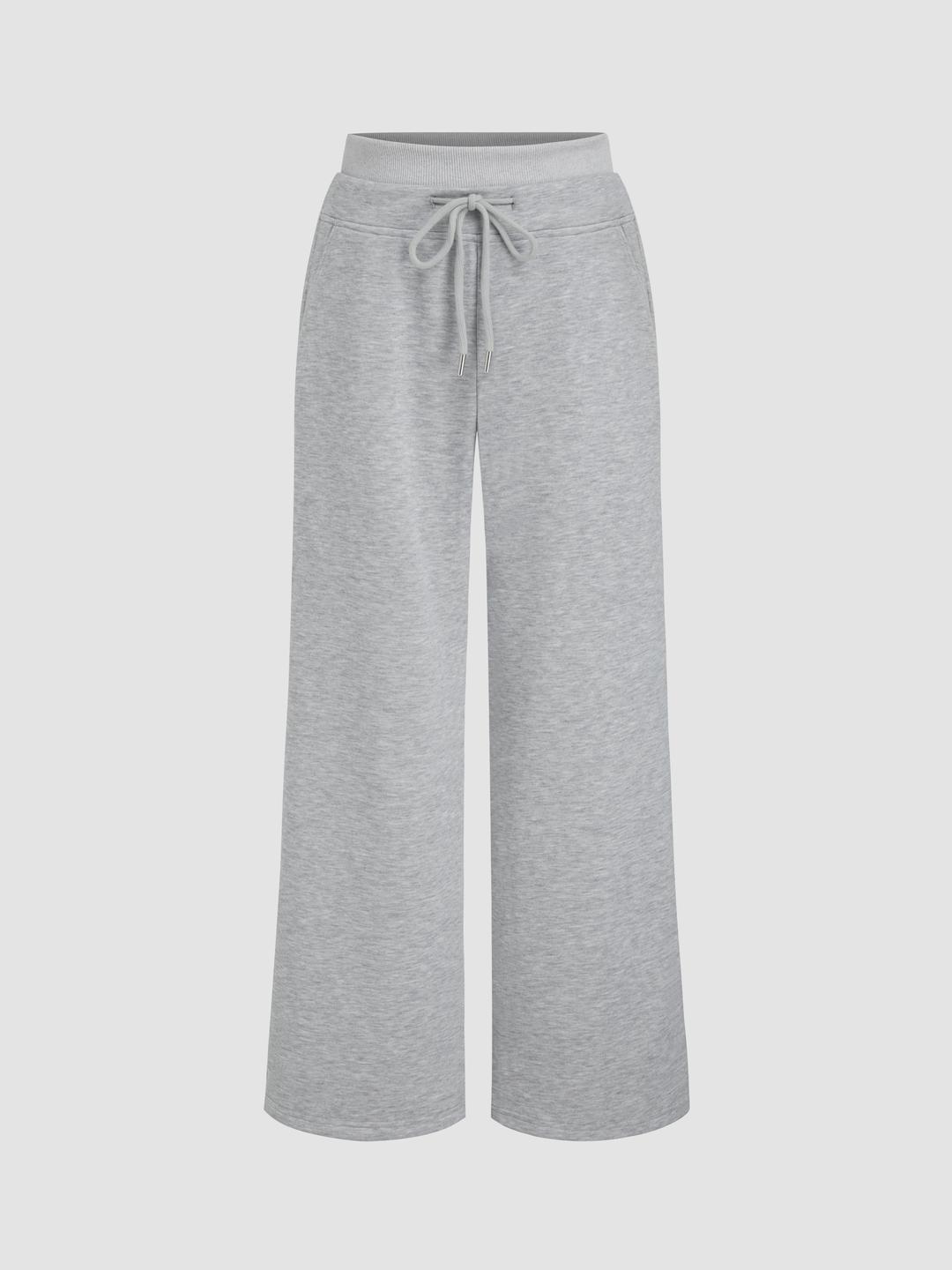 Mid Rise Solid Active Straight Leg Trousers