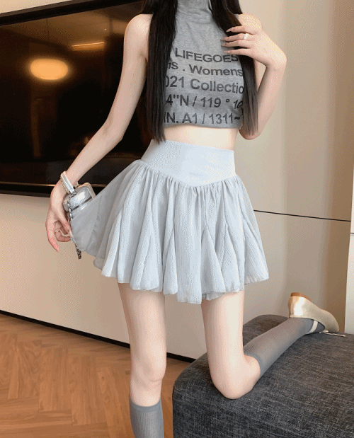 포비아 미니스커트 샤스커트 플레어 밴딩스커트