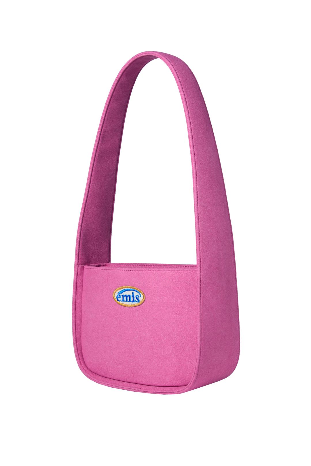 MINI WAPPEN SUEDE SHOULDER BAG-PINK