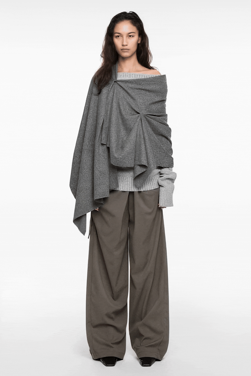 PINCHED SCARF (UNISEX) MELANGE GRAY