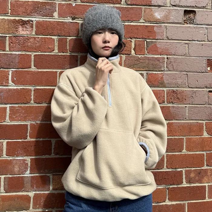 Moreover Fleece Half-Zip (Oat & Sky)