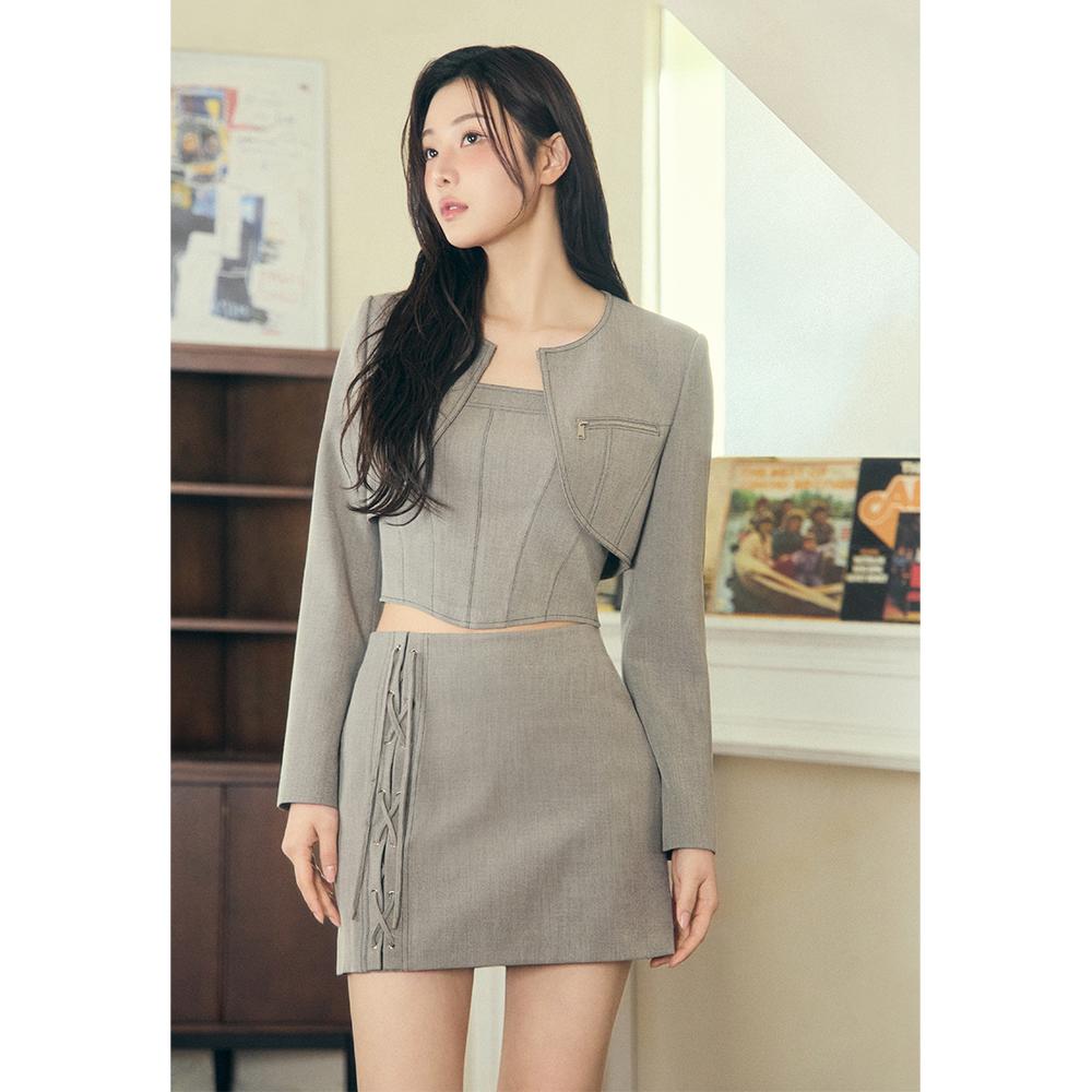 레이스업 디테일 미니 스커트 ES2WS362